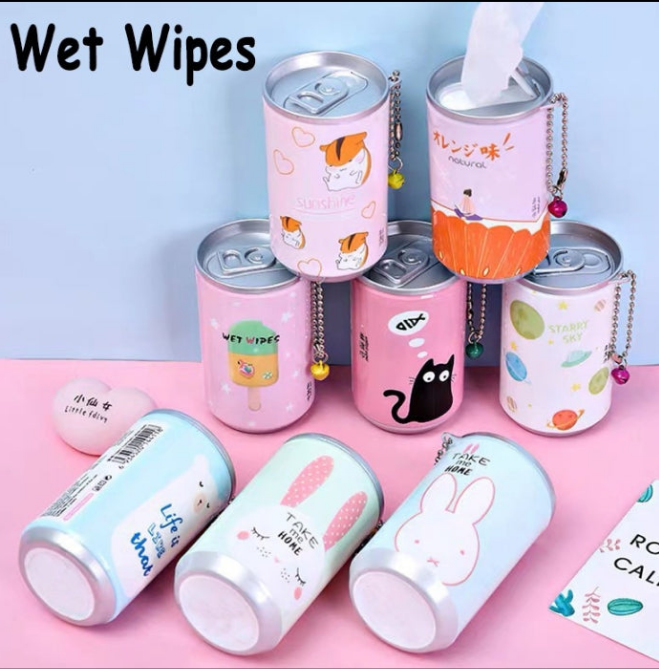 Tin Shaped cute Mini Portable Wet Wipes - pack of 2 - free delivery