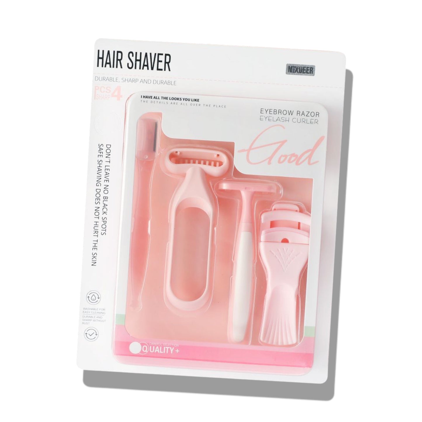MIXUEER Hair Shaver Eyebrow Razor & Eyelash Curler Pack of 4 - FaceValue