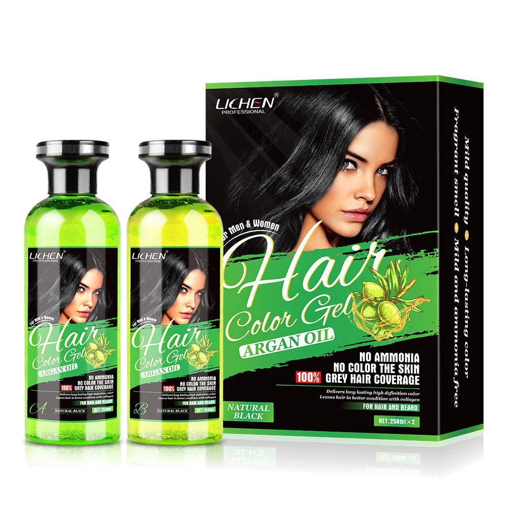 Lichen Hair Color Gel | Argan Oil Hair Color Gel Blcak ( Pack Of 2 -516ml) - FaceValue