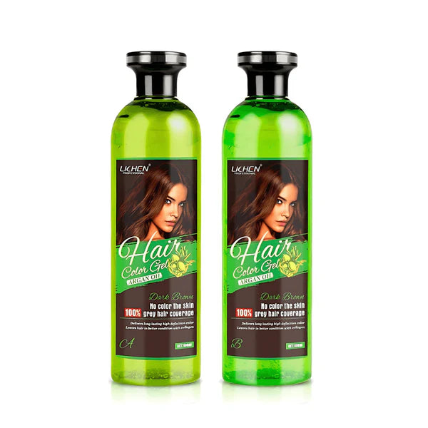 Lichen Hair Color Gel | Argan Oil Hair Color Gel Blcak ( Pack Of 2 -516ml) - FaceValue