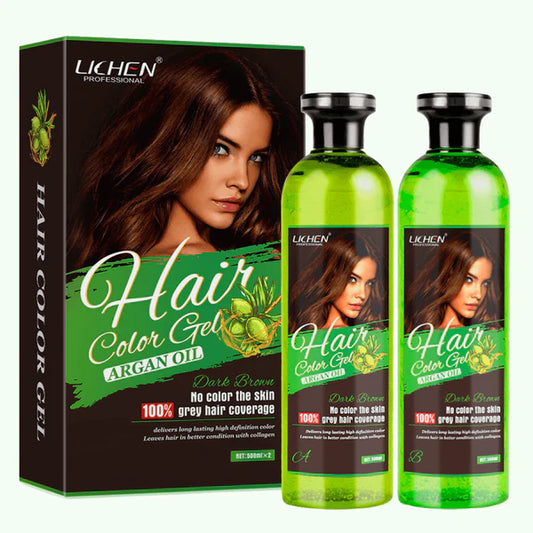 Lichen Hair Color Gel | Argan Oil Hair Color Gel Blcak ( Pack Of 2 -516ml) - FaceValue