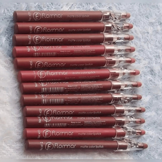 Flormar Lip Pencils Pack of 12 - Matte Color, Long-Lasting Precision - FaceValue
