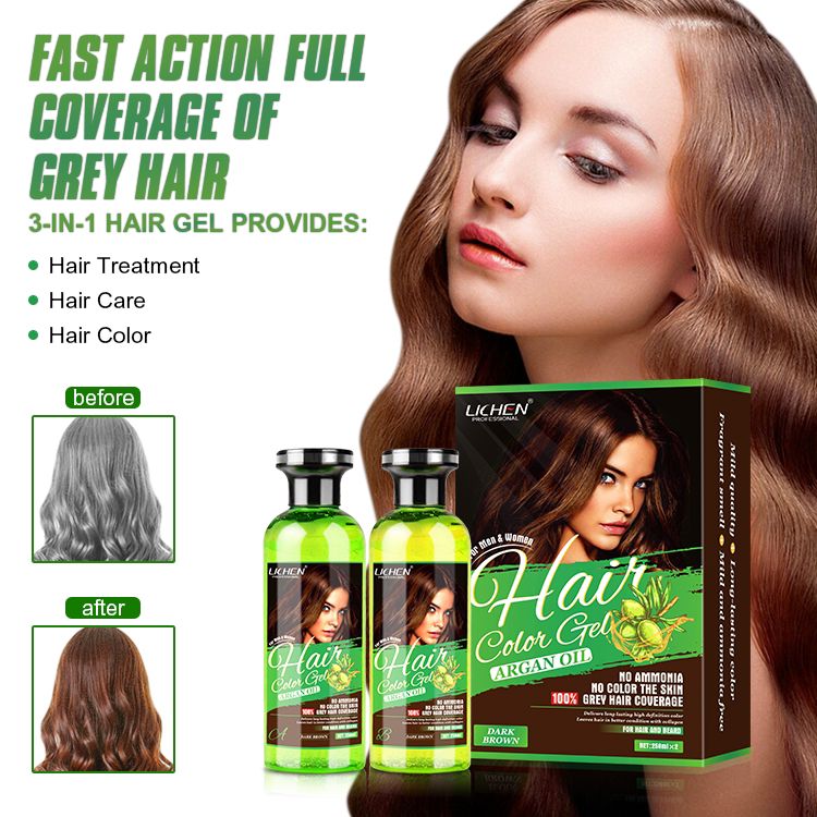 Lichen Hair Color Gel | Argan Oil Hair Color Gel Blcak ( Pack Of 2 -516ml) - FaceValue