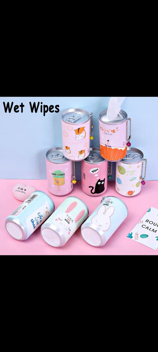 Tin Shaped cute Mini Portable Wet Wipes - pack of 2 - free delivery